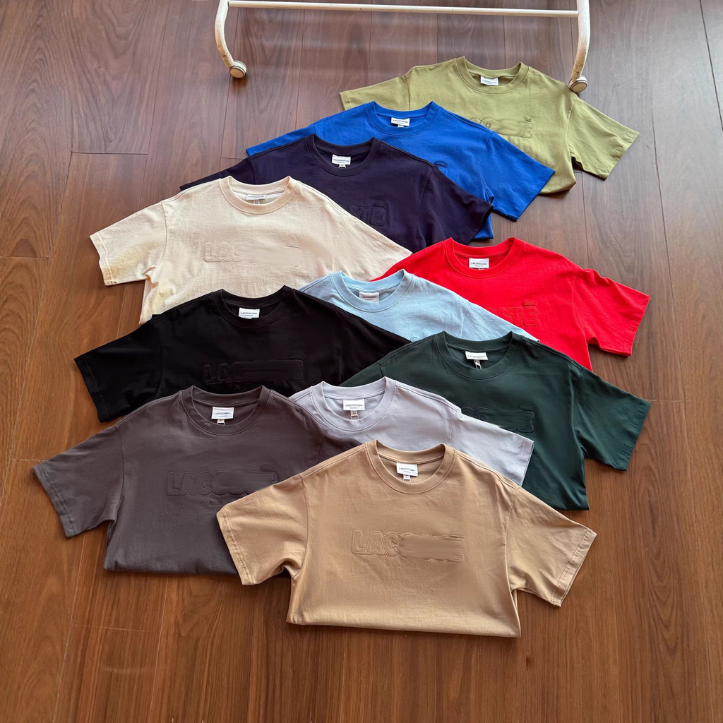 KZ4H Lac**te British Old Money Style Casual pure cotton short-sleeve shirt with large embroidered lo