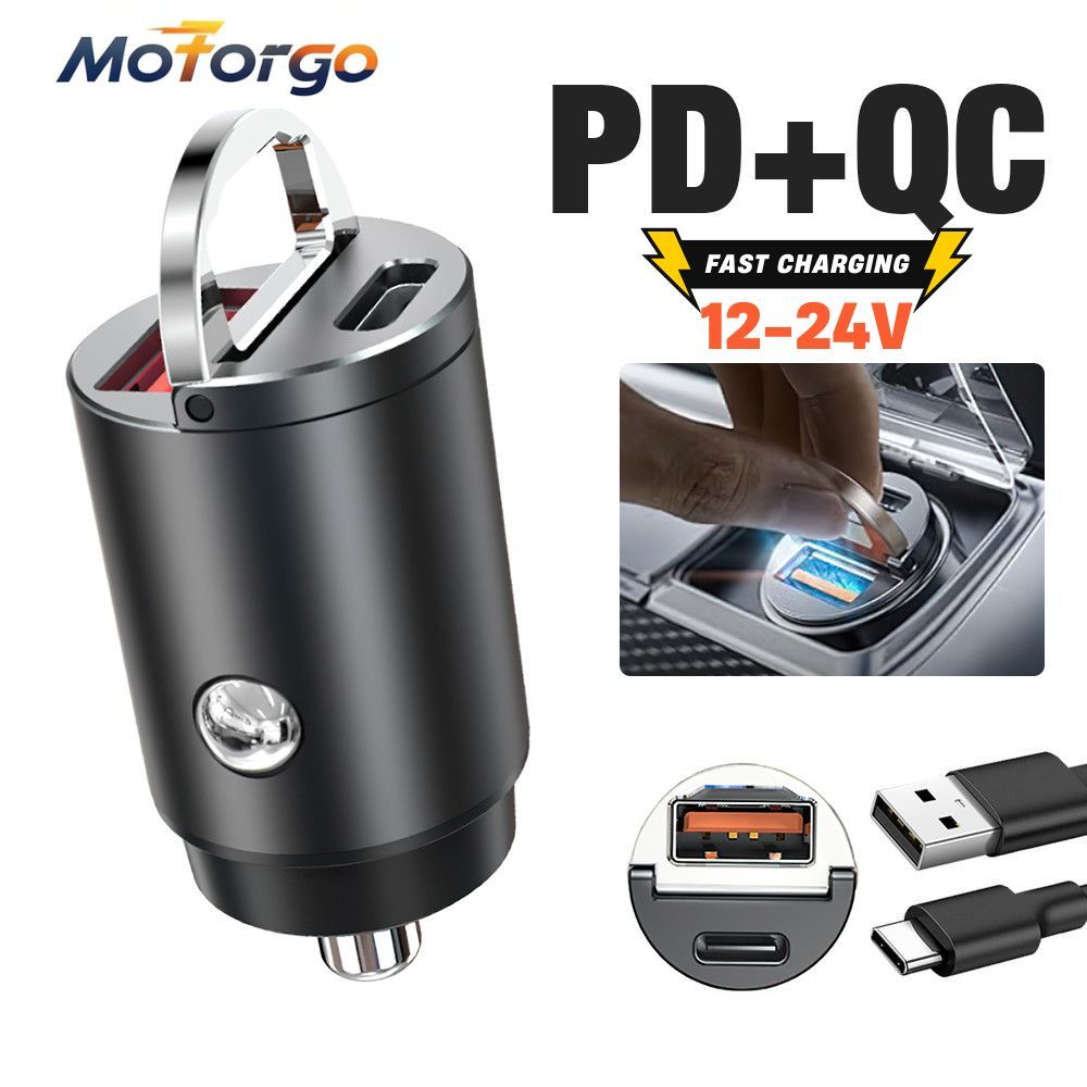 45W PD4.0 USB-C Car Charger สําหรับ iPhone 15 & Samsung S24 - Mini 2-Port Super Fast อะแดปเตอร์ที่มอ