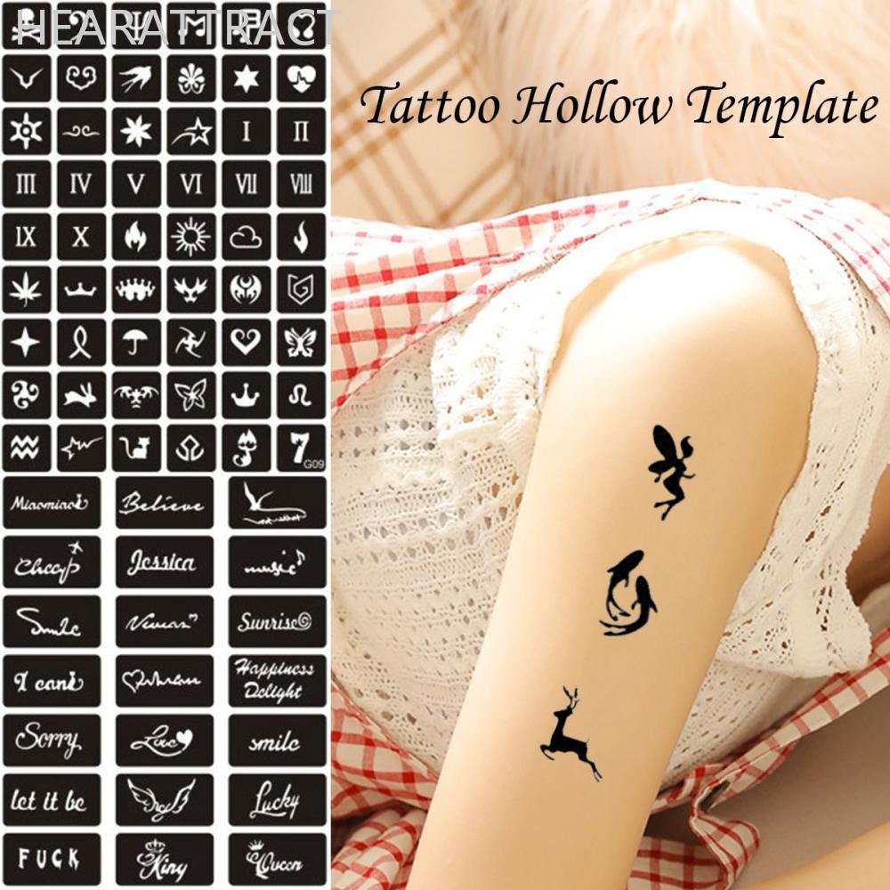 HEARATTRACT Simple รูปแบบขนาดเล็ก Tattoo Inkjet Hollow Template Self-กาว Tattoo Template Body Art Ta