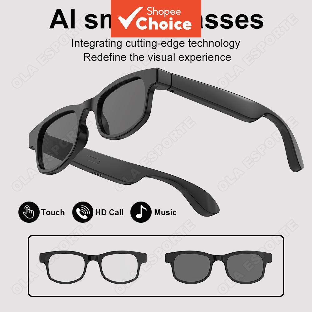 แว่นตาอัจฉริยะ AI รุ่นใหม่ บลูทูธ 5.3 โทรด้วยเสียง เล่นเพลง สั่งงานด้วยเสียง เหมาะสําหรับผู้ชายและผู้หญิง แว่นกันแดด ป้องกันแสงแดด