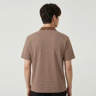 B&R เสื้อโปโล Polo shirt เสื้อยืดลายทาง ทรงหลวม สไตล์ญี่ปุ่นเรียบง่าย ระบายอากาศได้ดีใส่สบาย เสื้อคู่