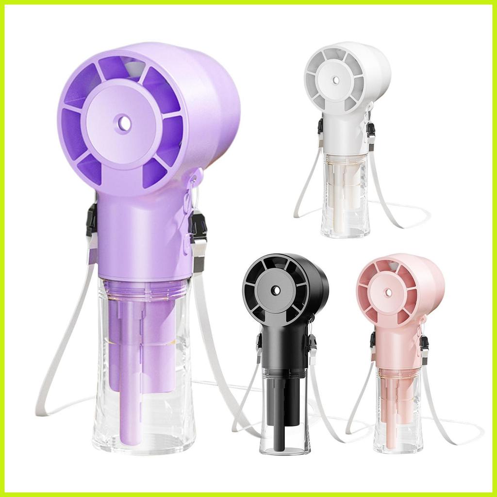 พัดลมหมอกน้ํา 12000 RPM พัดลมคอแบบพกพาคอขนาดเล็ก Cooling Mister 1200mAh เงียบสําหรับ Camping Trips ก