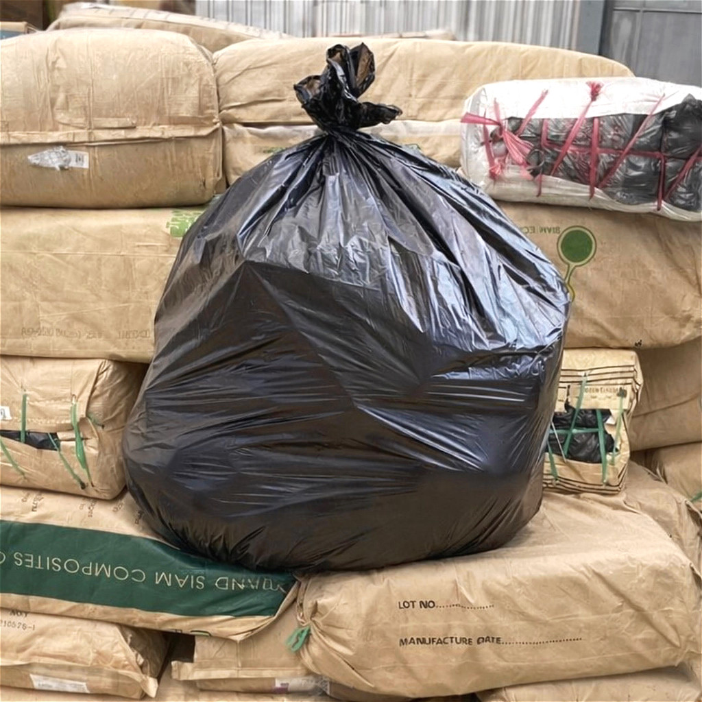 ถุงขยะดำยกกระสอบ 30kg. ขนาด 36x45 นิ้ว ถุงขยะดำแพ็คใหญ่ ถุงขยะดำเหนียว HDPE ถุงดำขนาดใหญ่