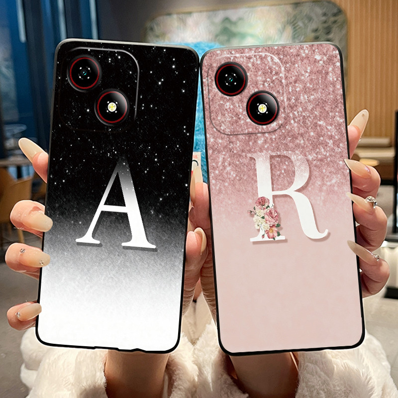 สวยสดใสสีคู่เคสโทรศัพท์สําหรับ ZTE Blade A35E Anti-scratch Soft Lucky Initial AZ รูปแบบตัวอักษร Shell