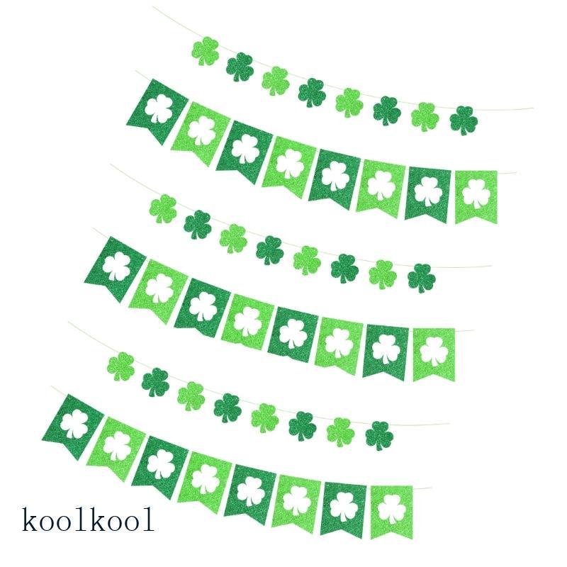 Kool Handmade Recycled Paper Shamrock Banners Clovers Designs Flag แขวนตกแต่งสําหรับ Patricks Celebr