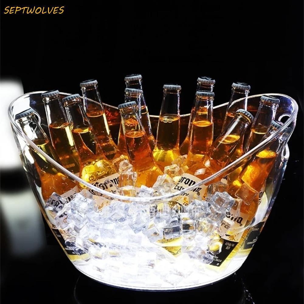 SEPTWOLVES ถังน้ําแข็งใสป้องกันการตกความจุขนาดใหญ่, ทนทาน 4/8/12L อะคริลิคขวดทอง Ice Cooler Club