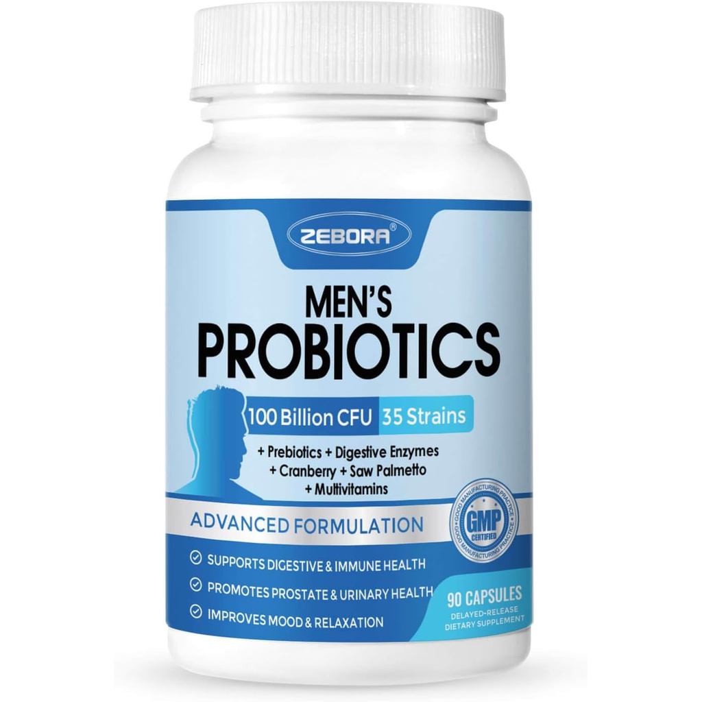 ZEBORA Probiotics for Men 100 Billion CFU - Probiotics for Digestive Health, Men's Probiotic Supplem
