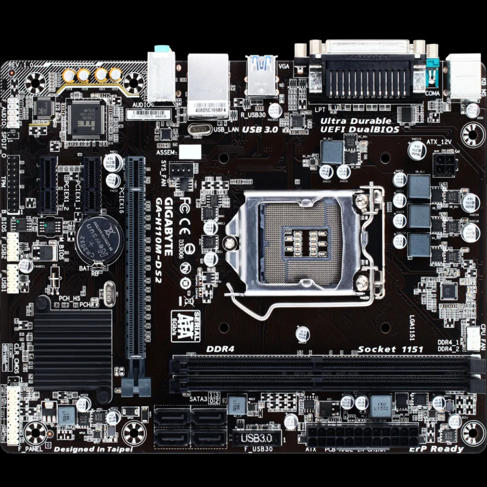 [ไม่ใหม่เอี่ยม] เมนบอร์ดราคาโปรโมชั่น Gigabyte/Gigabyte H110M-DS2 1151 DDR4 รองรับ CPU รุ่นที่หกรุ่น