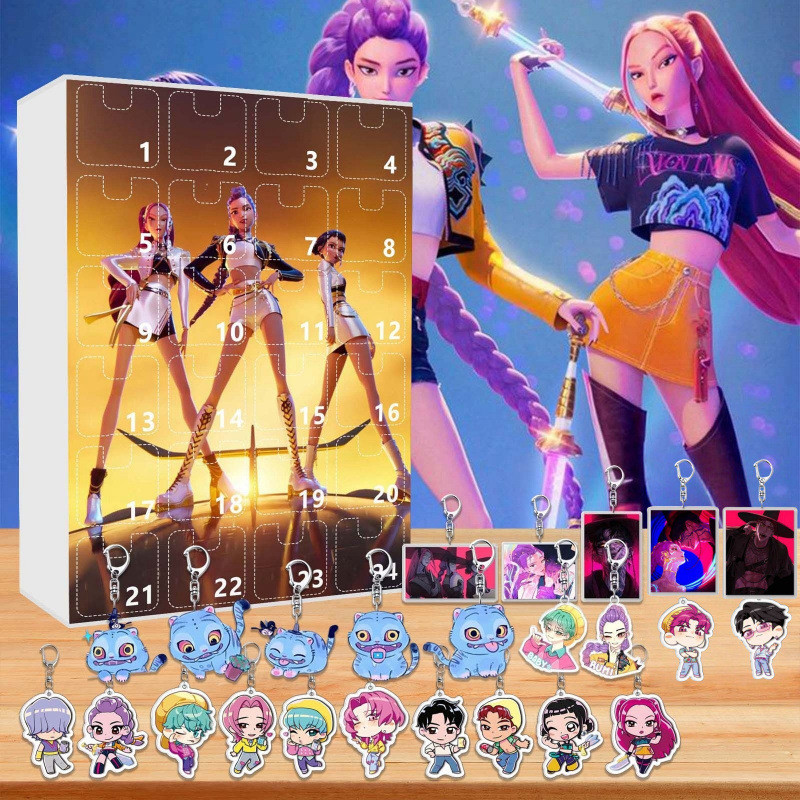 K D H พวงกุญแจ Advent Calander อะนิเมะ Figurine Keepsake พวงกุญแจสําหรับชายหญิง Pop Figures พร้อมกระ