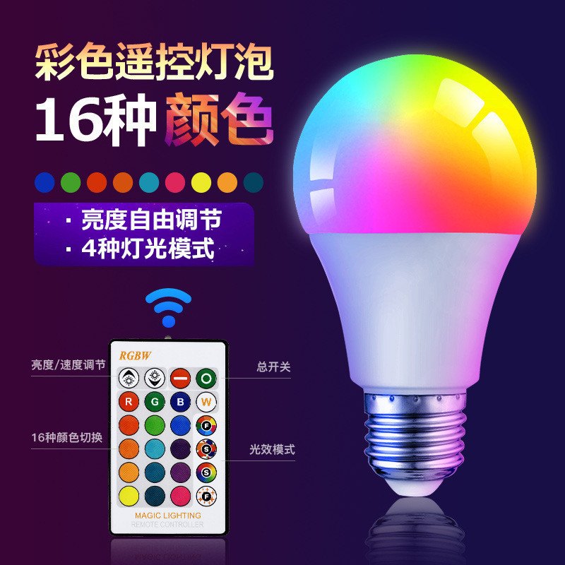 Preferred in-stock items#LED Remote-controlled colorful light bulb E27Screw-top plastic-coated alumi