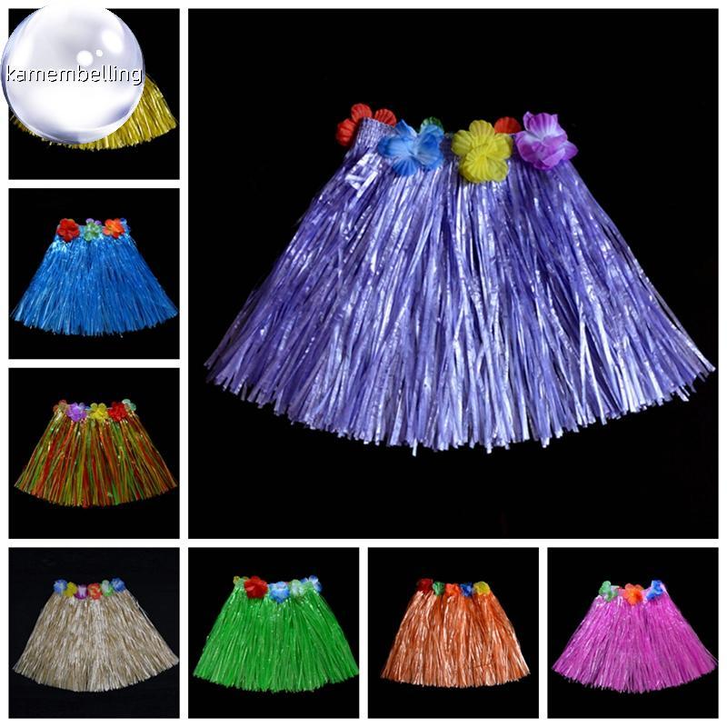 Kaembelling Kids Boys Girls Hawaiian Hula Grass Beach Skirt Flower Bracelet Party Dress Hot VN