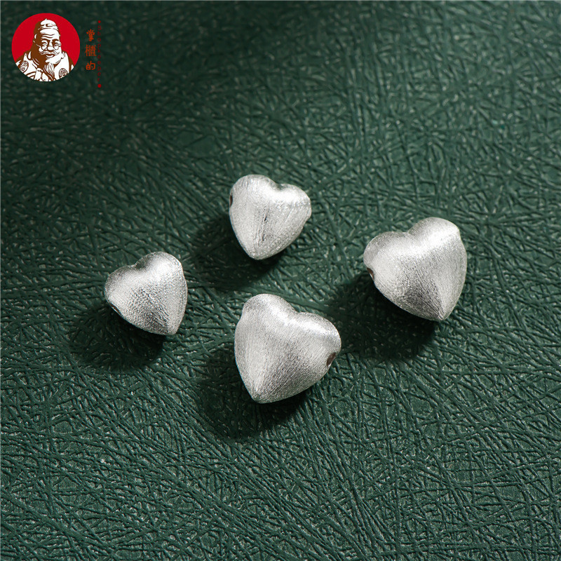 S925 เงินสเตอร์ลิง Peach Heart Spacer Beads ขนาด 8MM และ 10MM เพื่อการทำสร้อยข้อมือคริสตัล