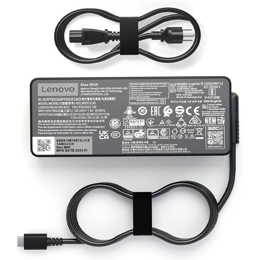 65W USB C ประเภท c AC Charger ใช้งานร่วมกับ Lenovo ThinkPad T480 T480S ADLX65YLC3D 4X20M26268 ADLX65