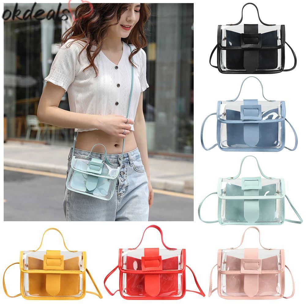 OKDEALS Messager Bag Small Square Jelly Candy Color Clutches