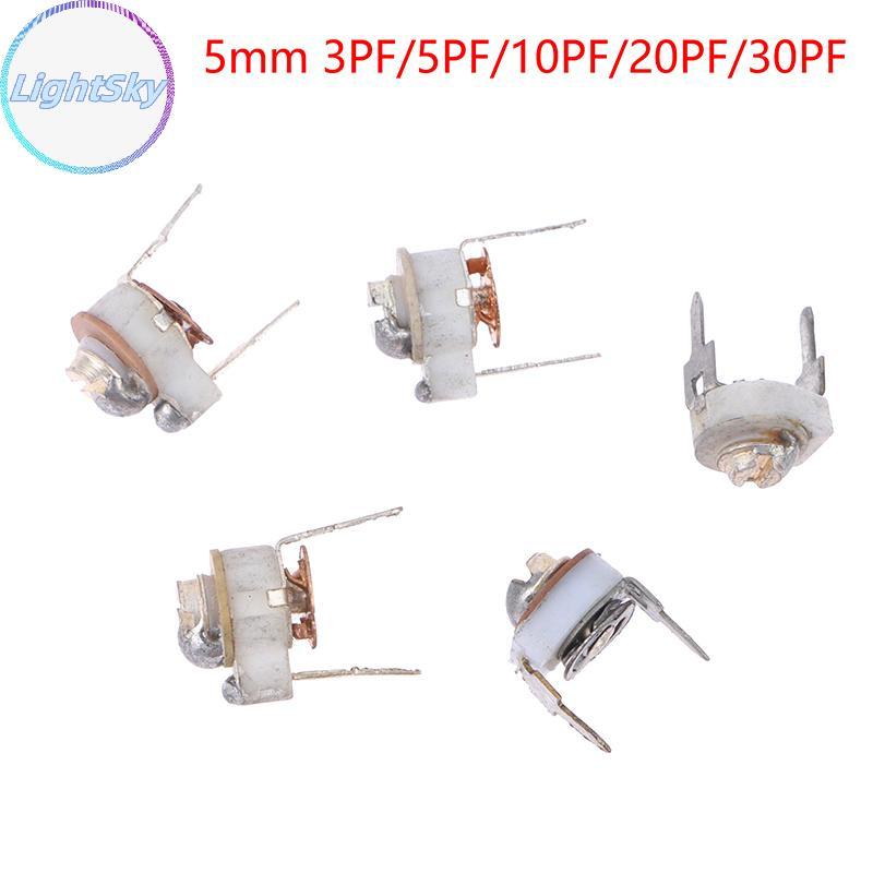 LightSky 5PCS 5 มม.เซรามิคTrimmer CapacitปรับCapacitor TrimmerตัวแปรเซรามิคCapacitor 3PF 5PF 10PF 20