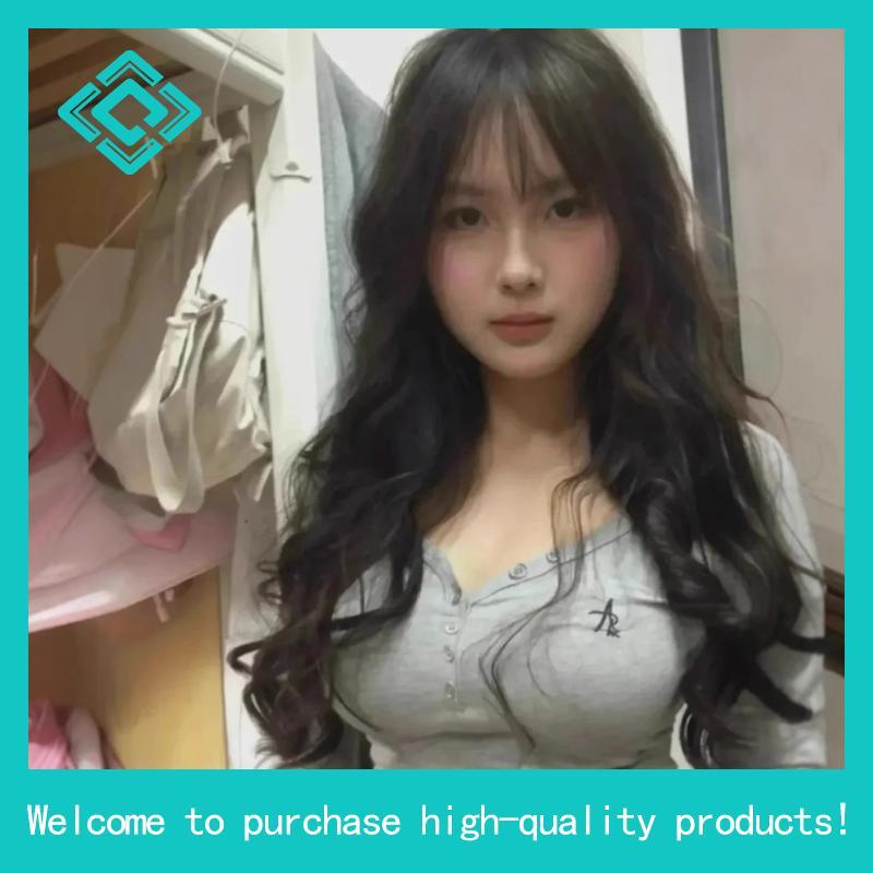 วิกผมลอนสีน้ำตาลเข้ม มีหน้าม้า (ยาว 70 cm) GDS Wigs