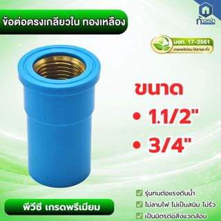 ข้อต่อตรงเกลียวในทองเหลือง PVC (มอก. 17-2561) ขนาด 3/4