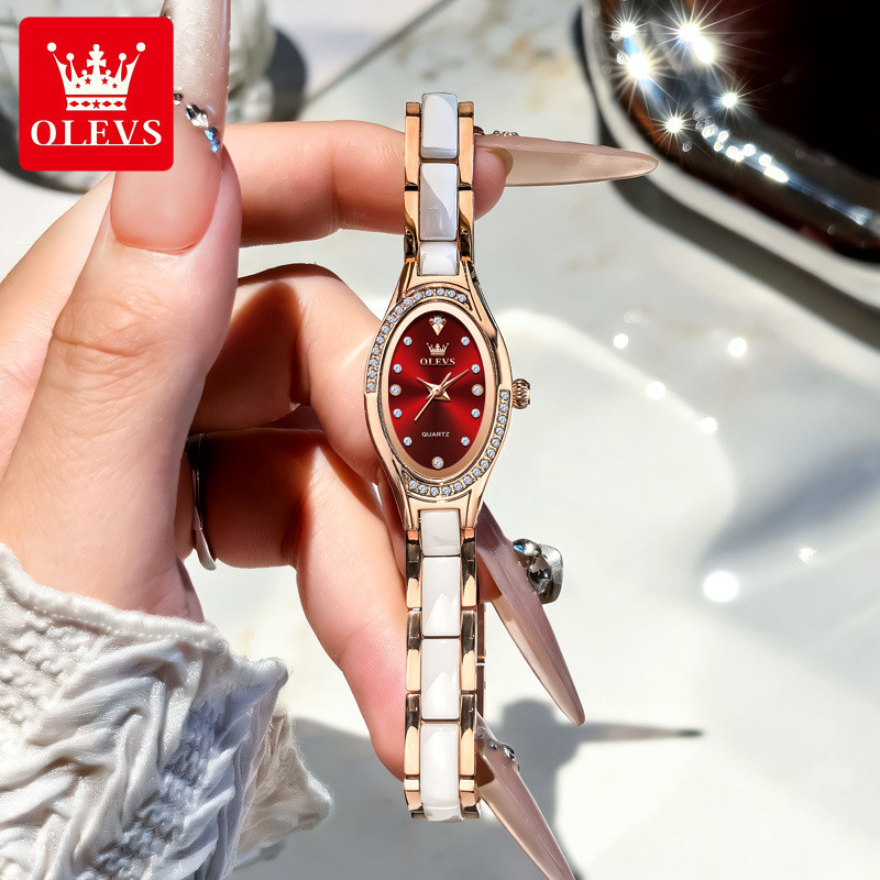 OLEVS 7131 หญิง OLEVS นาฬิกาแบรนด์ Diamond-Studded เซรามิค High-End กันน้ําสุภาพสตรีนาฬิกาผู้หญิงนาฬ