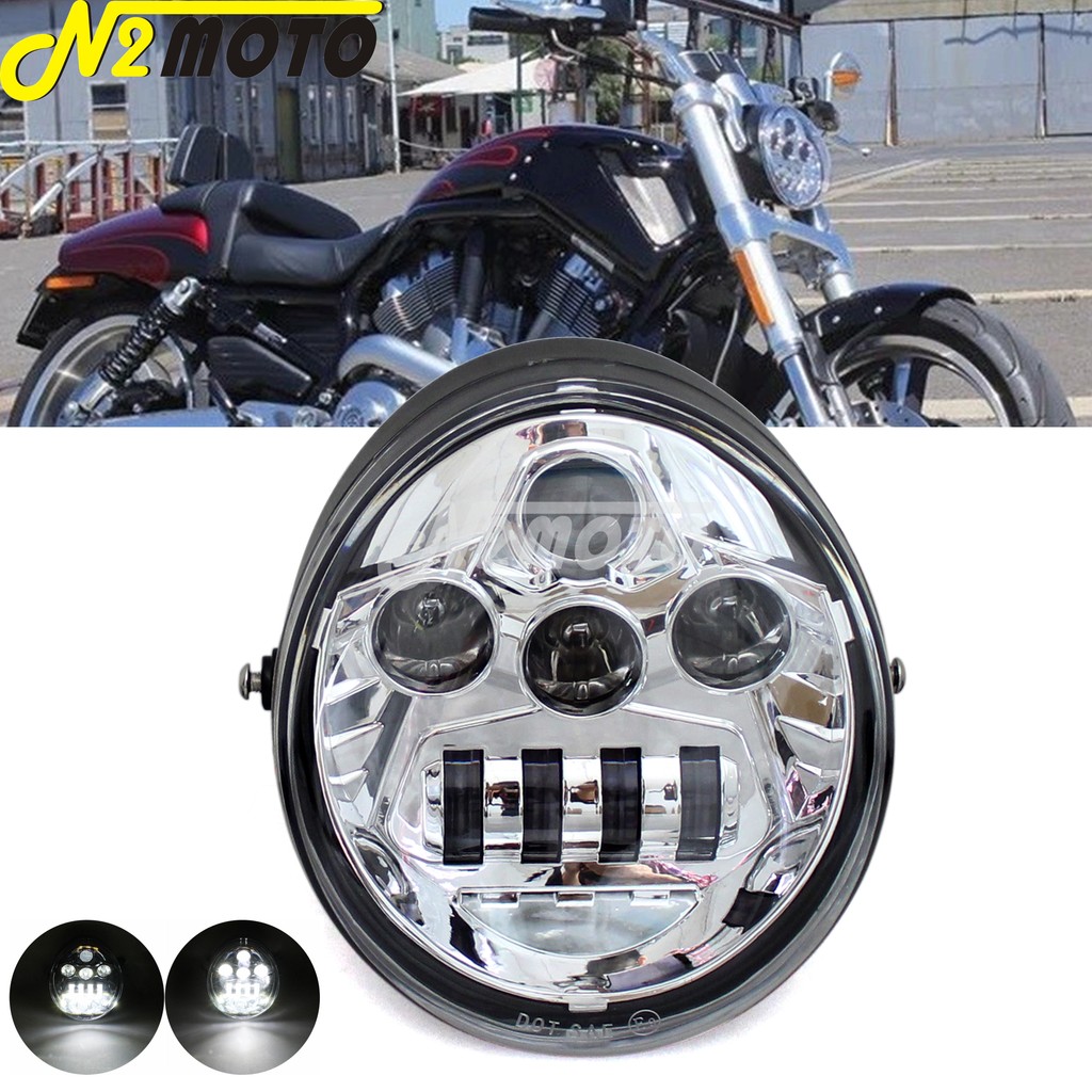 TC 10-32V LED Headlight Motorcycle High Projector Low Beam Lenses Headlamp For Harley CVO V-Rod Stre