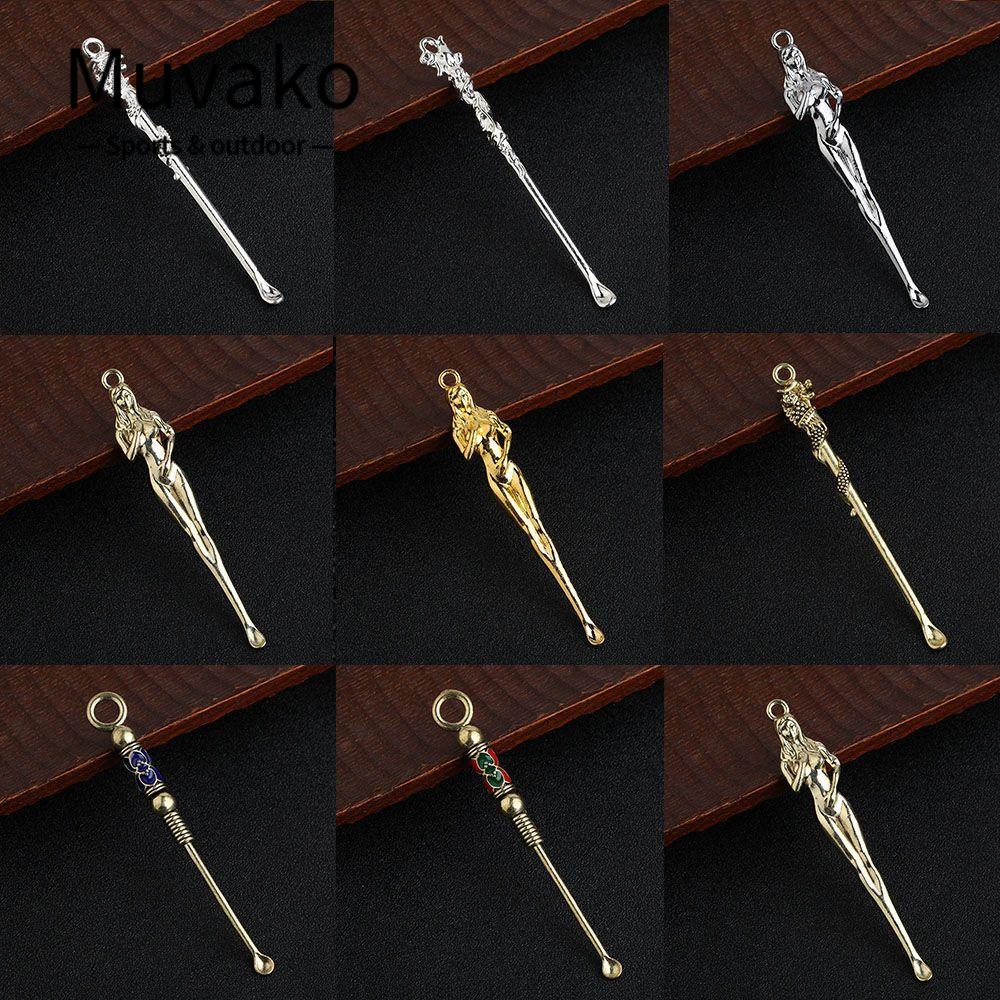 MUVAKO ช้อนหู Retro Brass Dragon 8 รูปแบบ Curette Cleaner Ear Pick
