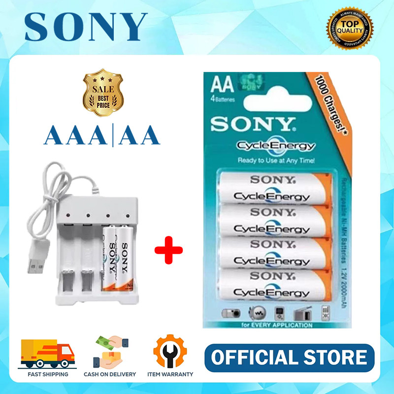 ถ่านชาร์จ SONY แบตเตอรี่ AA 4600mAh และ AAA 4300mAh 1.2V NIMH Rechargeable Battery (1 แพ็ค 4 ก้อน)