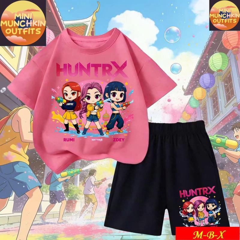 [COD]New!!!*2026-children  Kpop Demon Hunters Songkran เสื้อยืดสงกรานต์  เสื้อแขนสั้นลายปีใหม่ไทย เสื้อยืดเด็ก ชุดสูทเด็