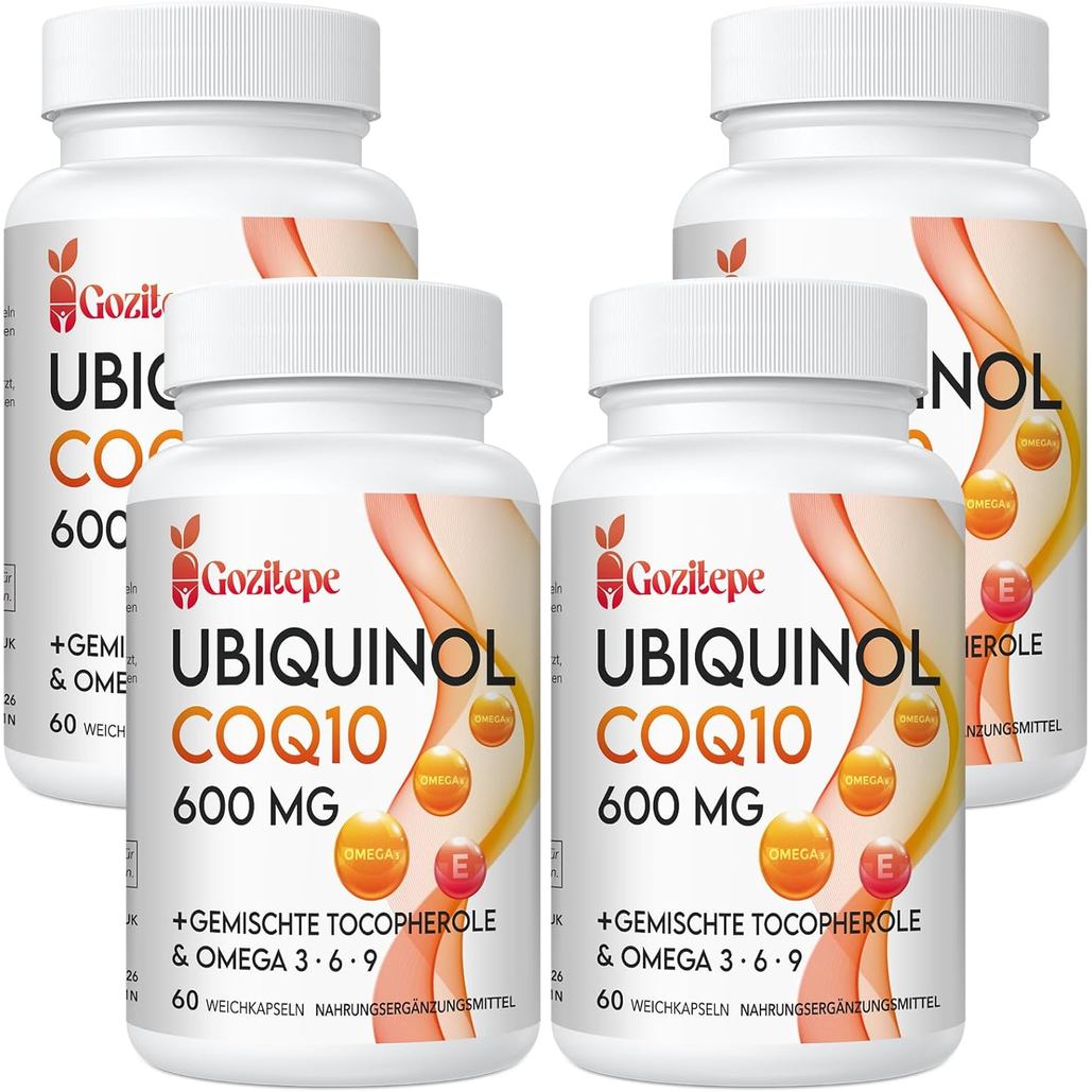 แคปซูลซอฟท์โคเอ็นไซม์ Q10 600 mg พร้อมโอเมกา 3, 6, 9 และวิตามินอี บรรจุ 60 แคปซูล (4 แพ็ค)