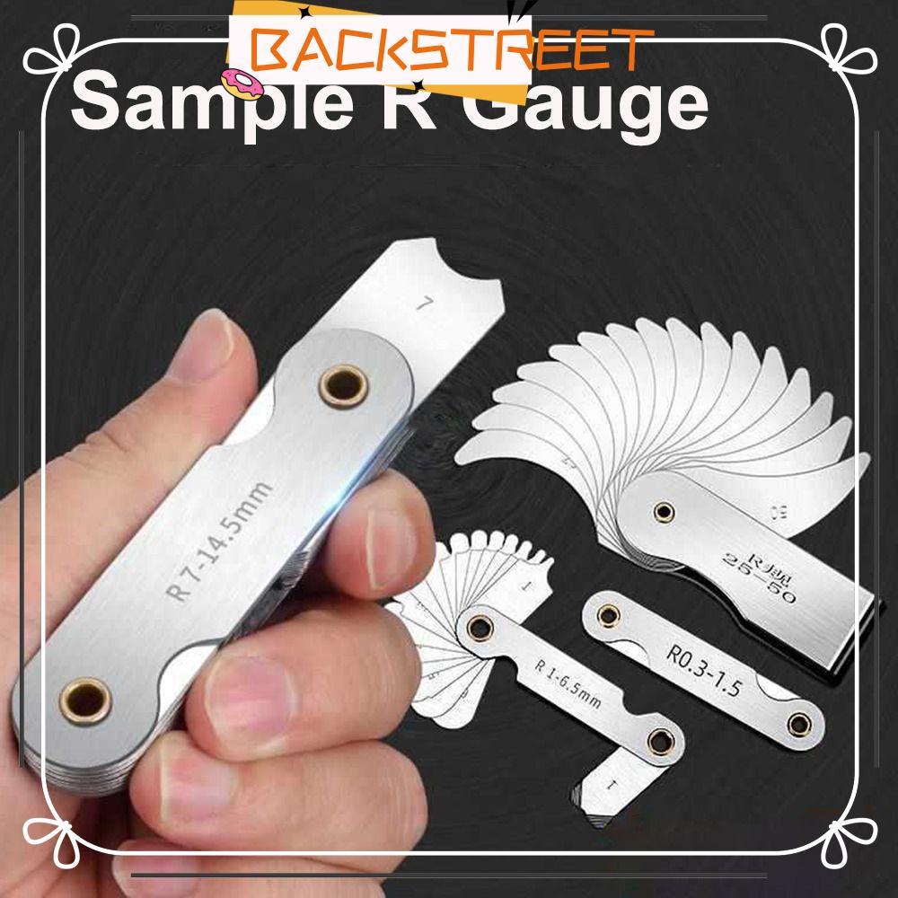 BACKSTAGEREET 16 ชิ้น/เซ็ต Radius Gauge Radius Fillet Gauge สแตนเลส Arc เครื่องมือวัดตัวอย่าง R Gaug
