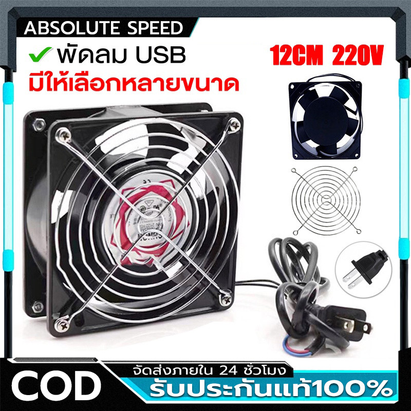 พัดลมระบายความร้อน พัดลมตู้RACK ตัวลมAC  12Cm 220-240V ปลั่กเสียบไฟบ้าน