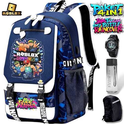SPS - BOYS SCHOOL BAG WITH ROBLOX MOTIF FREE NAME, MODERN BOYS BACKPACK