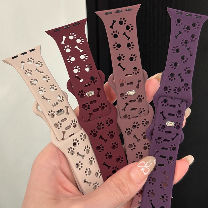 สุนัข Paw สายซิลิโคนสําหรับ Apple Watch Band 46 มม.44 40mm41 45 มม.42 มม.49 มม.Correa สร้อยข้อมือ iW