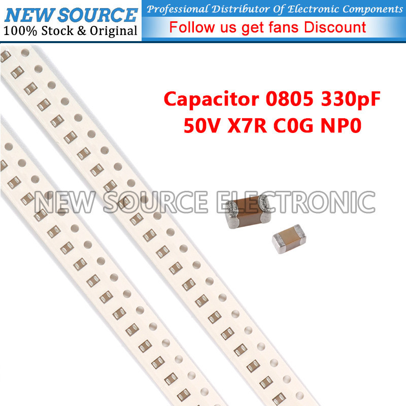 [20 ชิ้น] 08805 330pF ±10% ±5% 50V X7R C0G NP0 SMD Chip Multilayer Ceramic Capacitor แหล่งใหม่