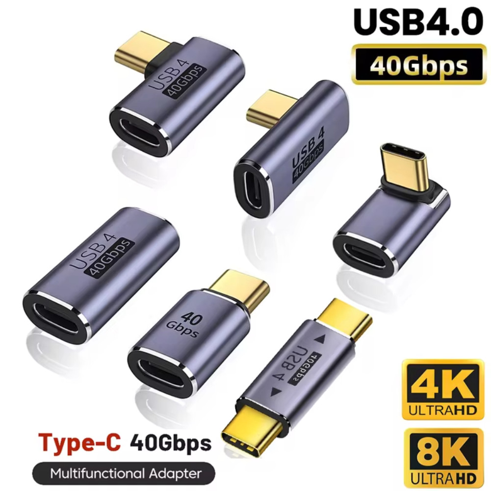 LIKAIYUE 240W USB C 180° อะแดปเตอร์ U Shape Type C ชายหญิง 40Gbps Connector สําหรับ Thunderbolt MacBook แล็ปท็อปแท็บเล็ต