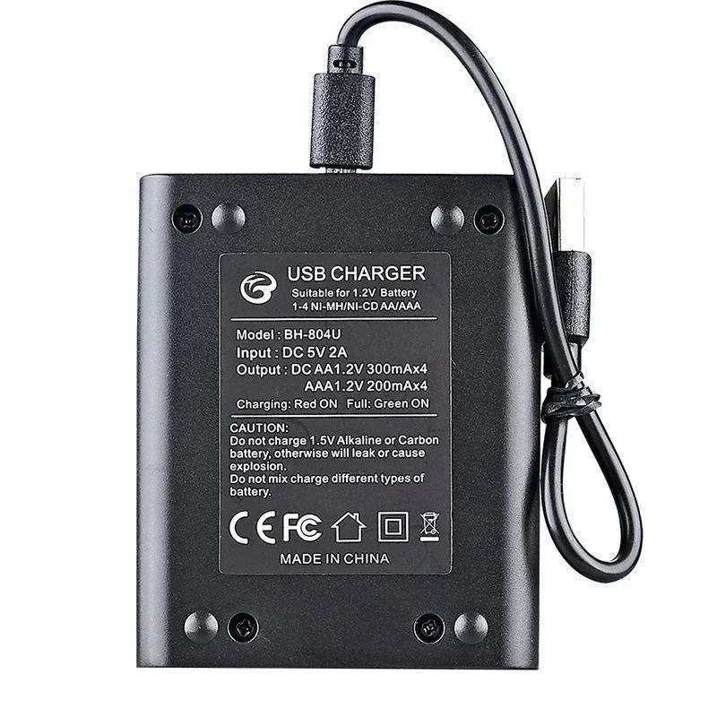 AA/AAA แบตเตอรี่ USB Charger 4 ช่องสําหรับ NI-MH/NI-CD AA AAA 1.2V แบตเตอรี่ตัวบ่งชี้แบตเตอรี่ Charg