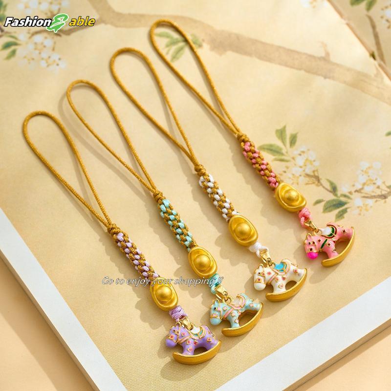 Fashion.shop03 Stylish Roing Horse พวงกุญแจน่ารัก Fortune Horse Lanyard Dopamine Pony โทรศัพท์จี้ An
