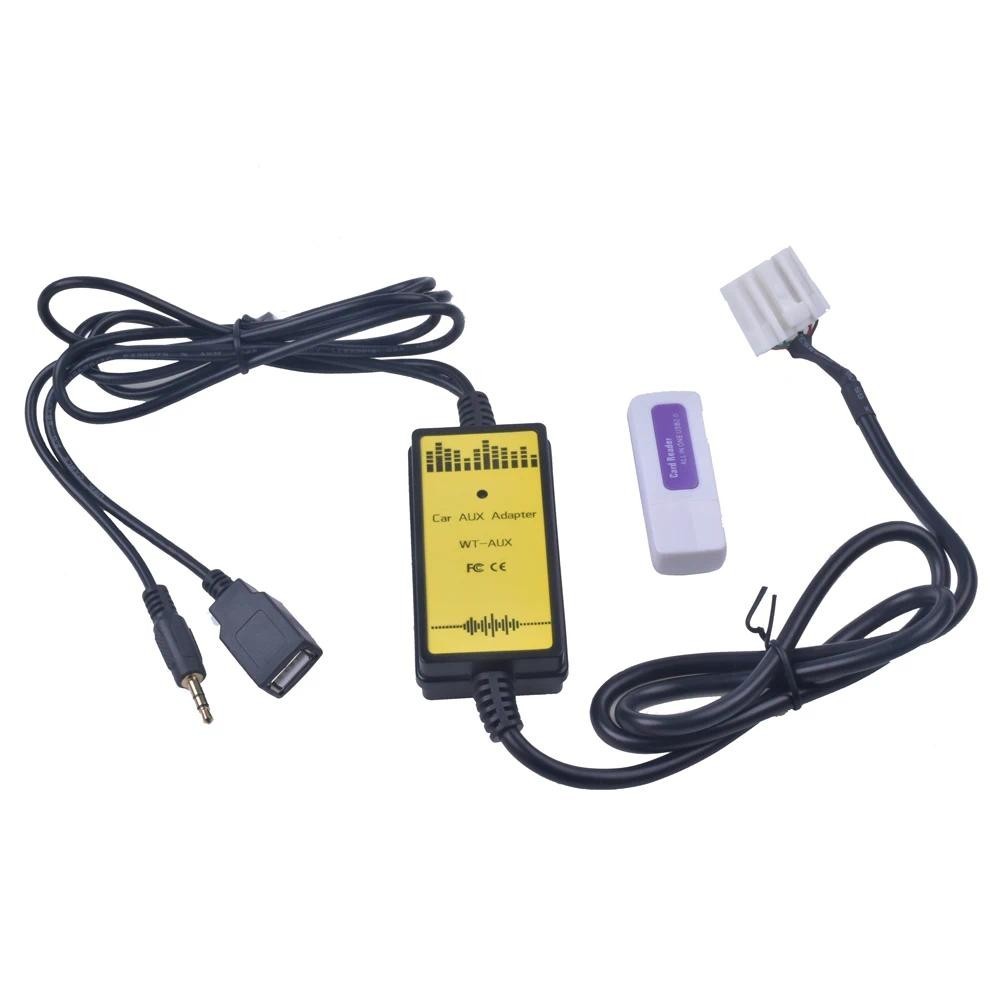 อะแดปเตอร์ USB ในรถยนต์อินเทอร์เฟซเสียง MP3 SD AUX USB Data Cable เชื่อมต่อ Virtual CD Changer สําหร