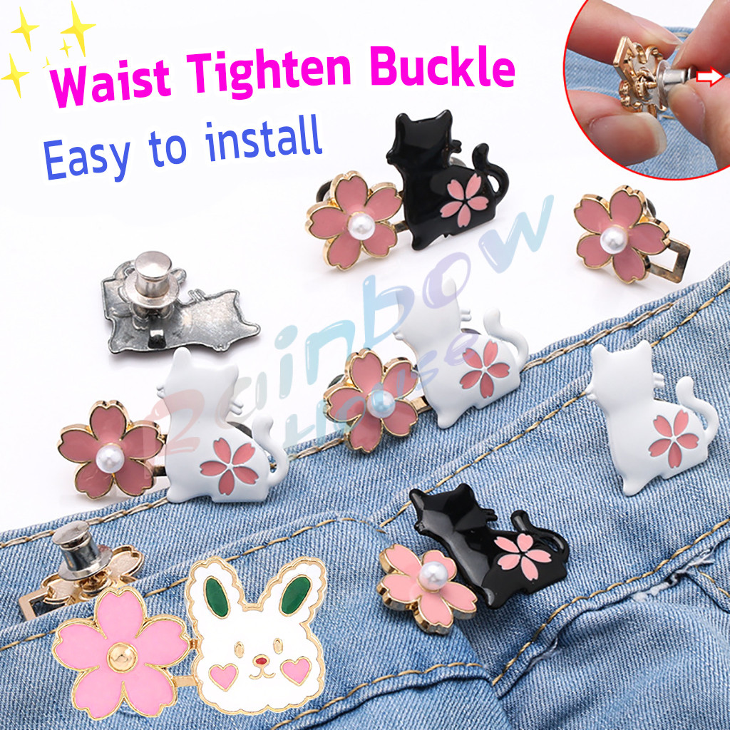 R.H. ตะขอปรับเอวกางเกง กระโปรง หัวเข็ม ลายดอกไม้/แมว/กระต่ายน่ารัก 1 ชิ้น Waist buckle