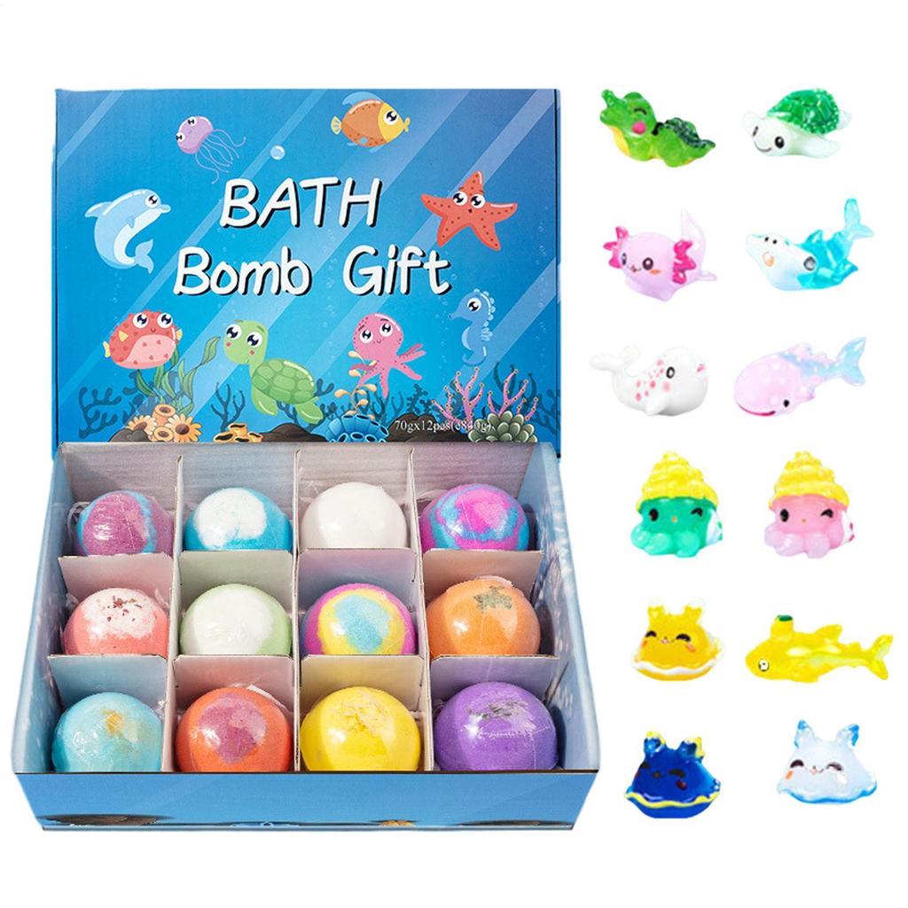 เด็ก Bubble Bath Ball Kit 12pcs Friendly Bubble Bath Fizzies พร้อมของเล่นภายในอีสเตอร์สําหรับสาวเด็ก