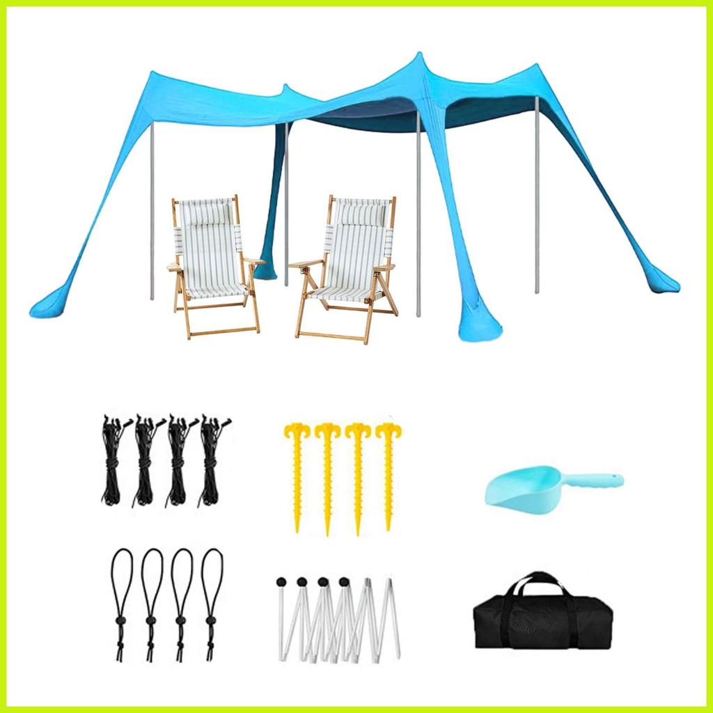Beach Shade 10 x 10 FT กันสาดกันลม 8 กระสอบทรายพับชายหาด Canopy เต็นท์ Sun Shade สําหรับตกปลาตกปลา y