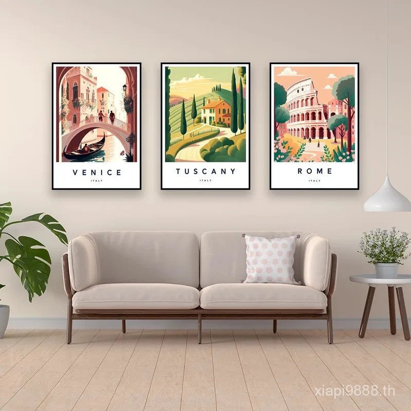 COD Florence อิตาลีพิมพ์ยุโรป TraveI โปสเตอร์โรม City Positano โปสเตอร์ Tuscany ภาพวาดผ้าใบ Sardinia