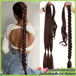 (เรือจากประเทศไทย) สะโพก-กระโดด ยาวถักวิกผมหางม้าขยายสีดําโก…