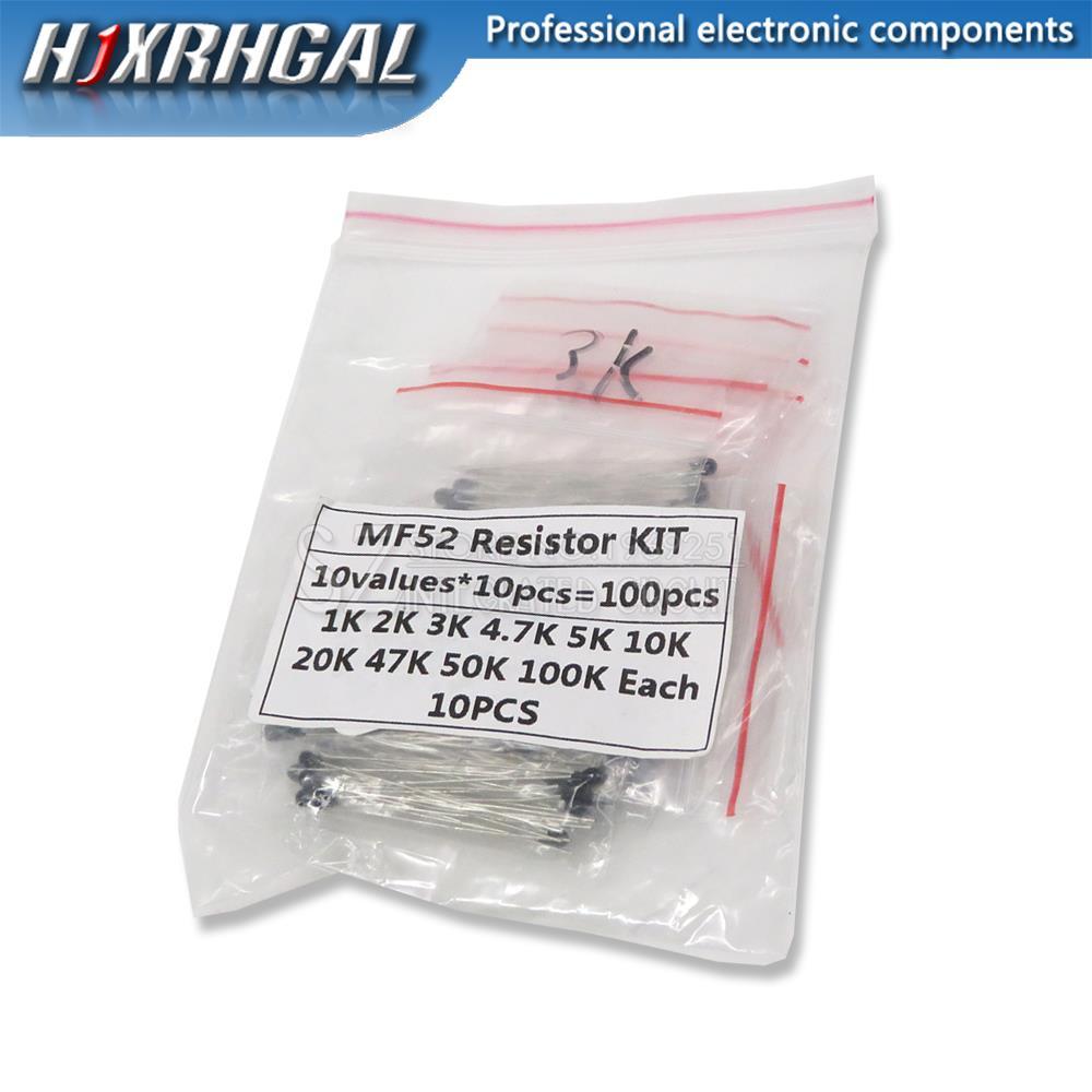 100 ชิ้น = 10 ค่า*10 ชิ้น NTC Thermistor Resistor Kit NTC-MF52AT 1K 2K 3K 4.7K 5K 10K 20K 47K 50K 10