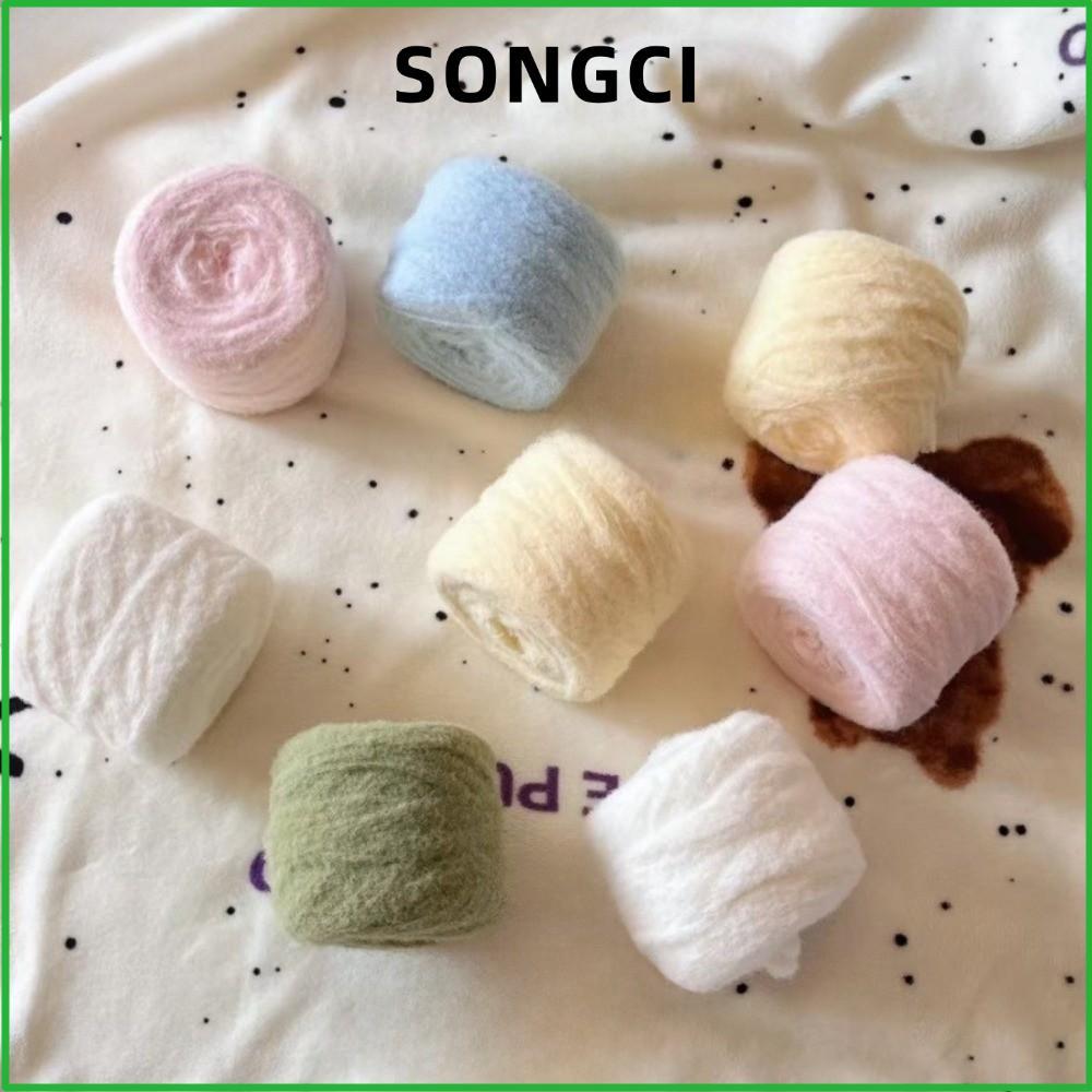 SONGCI 100g Cotton Yarn Ball, Soft สีทึบ Mohair Yarn, Fluffy Warm DIY โครเชต์เส้นด้ายผ้าพันคอทํา
