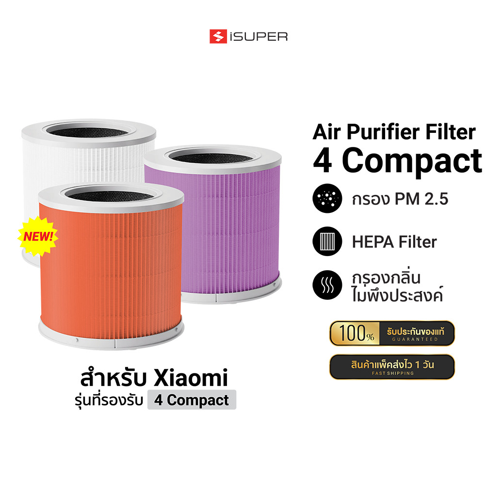 iSUPER Smart Air Purifier 4 Compact Filter ไส้กรองเครื่องฟอกอากาศ Xiaomi 4 Compact HEPA H13 Silver-i