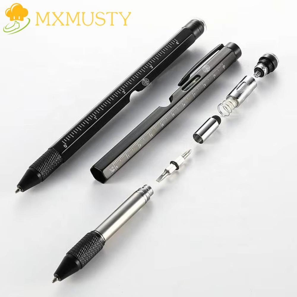 MXMUSTY ปากกาเครื่องมือมัลติฟังก์ชั่น,9 ใน 1ที่ถอดออกได้ปากกาลูกลื่น,ปากกาเครื่องเขียนแบบพกพา ทําเอง ไฟ นํา มือถือไขควงเครื่องมือช่างไม้งาน