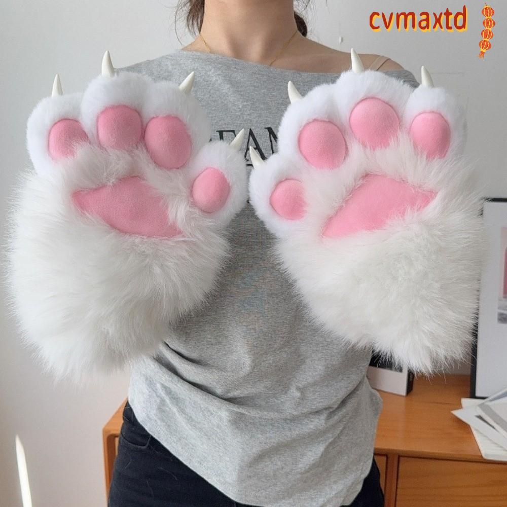 ICVMAX คอสเพลย์ถุงมือแมว, Plush Squeaking Cat Claw Mittens, การ์ตูน Thicken สัตว์ Furry ถุงมือ Props