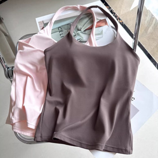 เสื้อสปอร์ตบราโยคะทรงคอวีแบบไม่มีแขน ดีไซน์คอแบบคล้องคอ ทำจา…