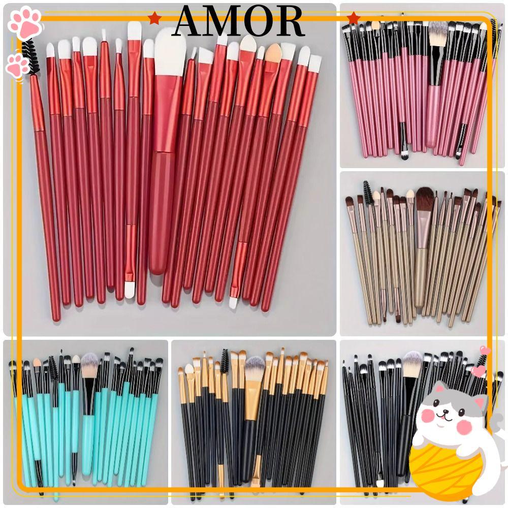 AMOR 20 ชิ้น/เซ็ตชุดแปรงแต่งหน้า, Soft Fluffy Blush Loose Powder Make Up แปรง, อายไลเนอร์เครื่องสําอ