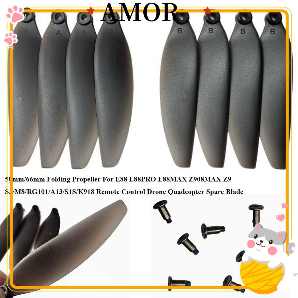 AMOR ใบพัดพับใบมีด,พลาสติกสีดํารีโมทคอนโทรล Drone อะไหล่, Universal 58 มม./66 มม.Quadcopterอะไหล่สํา