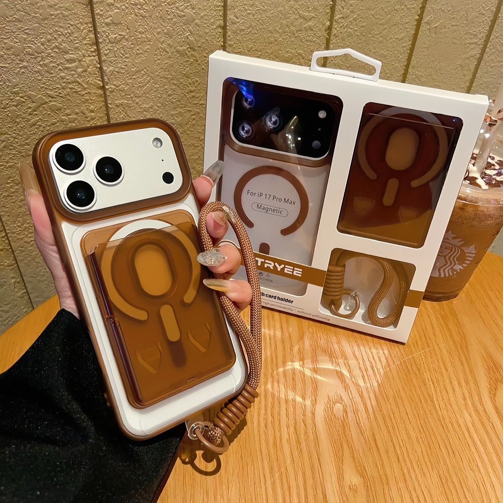 ปลอกหรูหราผู้ถือบัตรแม่เหล็กยืนชุดสามชิ้นเหมาะสําหรับ ไอโฟน 17 16 15 14 13 12 มือโปร สูงสุด เคสโทรศัพท์ป้องกันการตก